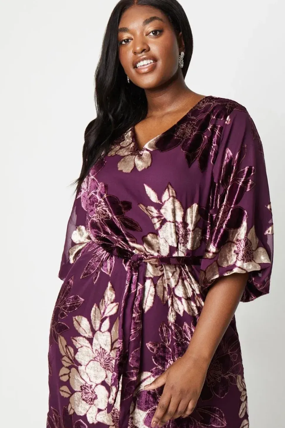 Devore Belted Midi Dress
