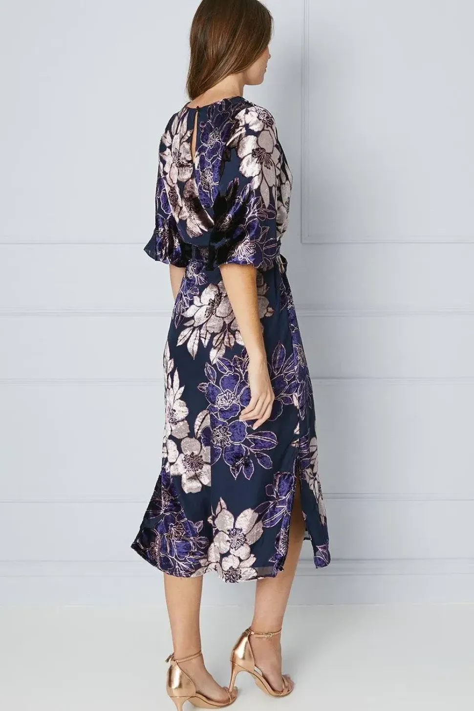 Devore Belted Midi Dress