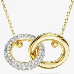 Dextera White Interlocking Loop Gold Tone Plated Necklace 5668820