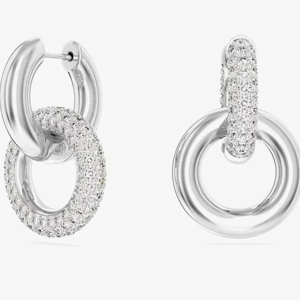 Dextera White Interlocking Loop Rhodium Plated Earrings 5671807