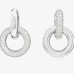 Dextera White Interlocking Loop Rhodium Plated Earrings 5671807