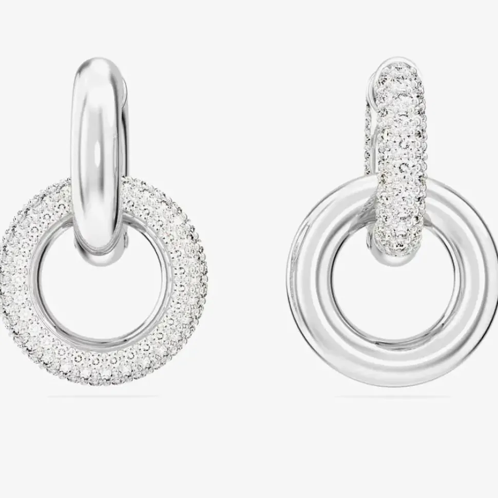 Dextera White Interlocking Loop Rhodium Plated Earrings 5671807