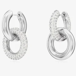 Dextera White Interlocking Loop Rhodium Plated Earrings 5671807