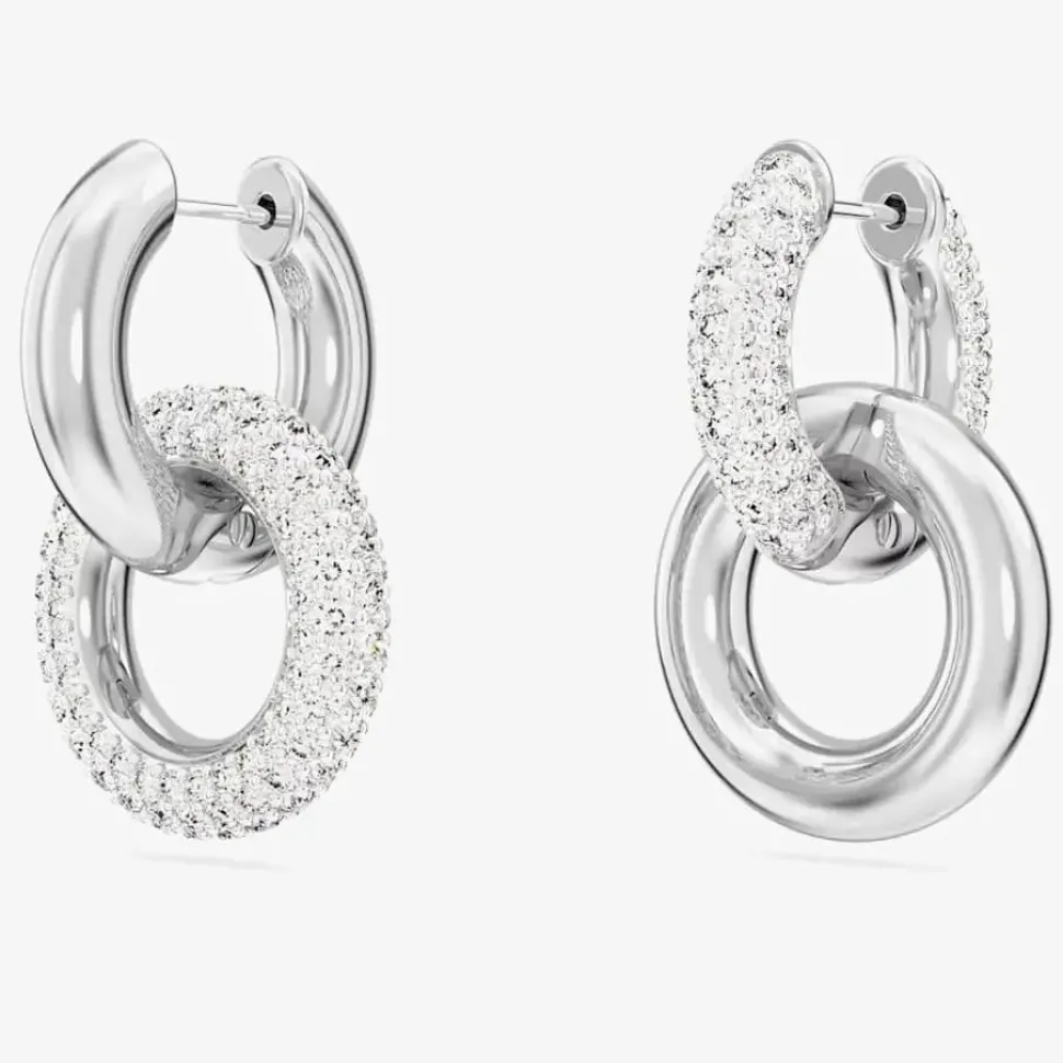Dextera White Interlocking Loop Rhodium Plated Earrings 5671807
