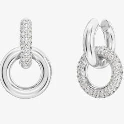 Dextera White Interlocking Loop Rhodium Plated Earrings 5671807