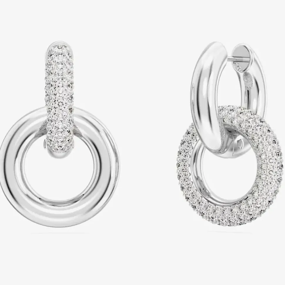 Dextera White Interlocking Loop Rhodium Plated Earrings 5671807