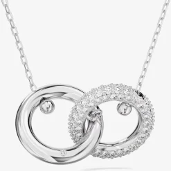 Dextera White Interlocking Loop Rhodium Plated Necklace 5670251