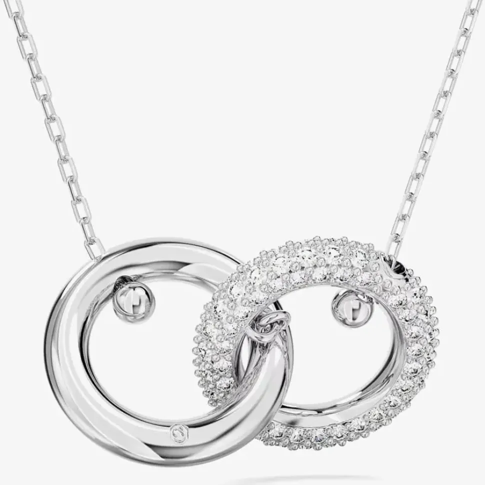 Dextera White Interlocking Loop Rhodium Plated Necklace 5670251