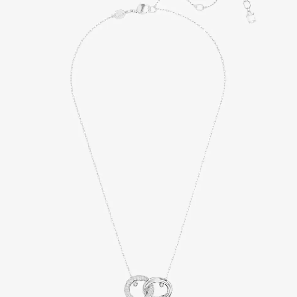 Dextera White Interlocking Loop Rhodium Plated Necklace 5670251