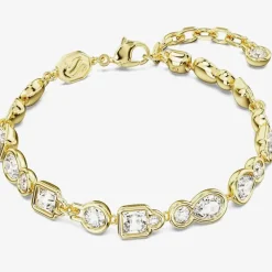 Dextera White Mixed Cuts Gold Tone Plated Bracelet 5667044 (M)