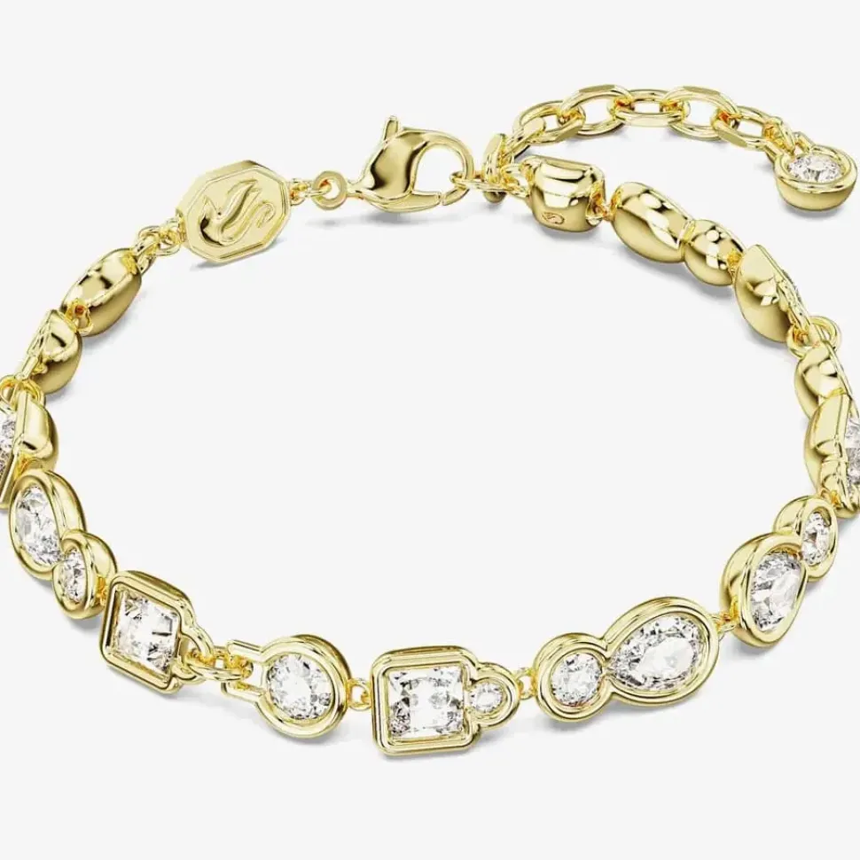 Dextera White Mixed Cuts Gold Tone Plated Bracelet 5667044 (M)
