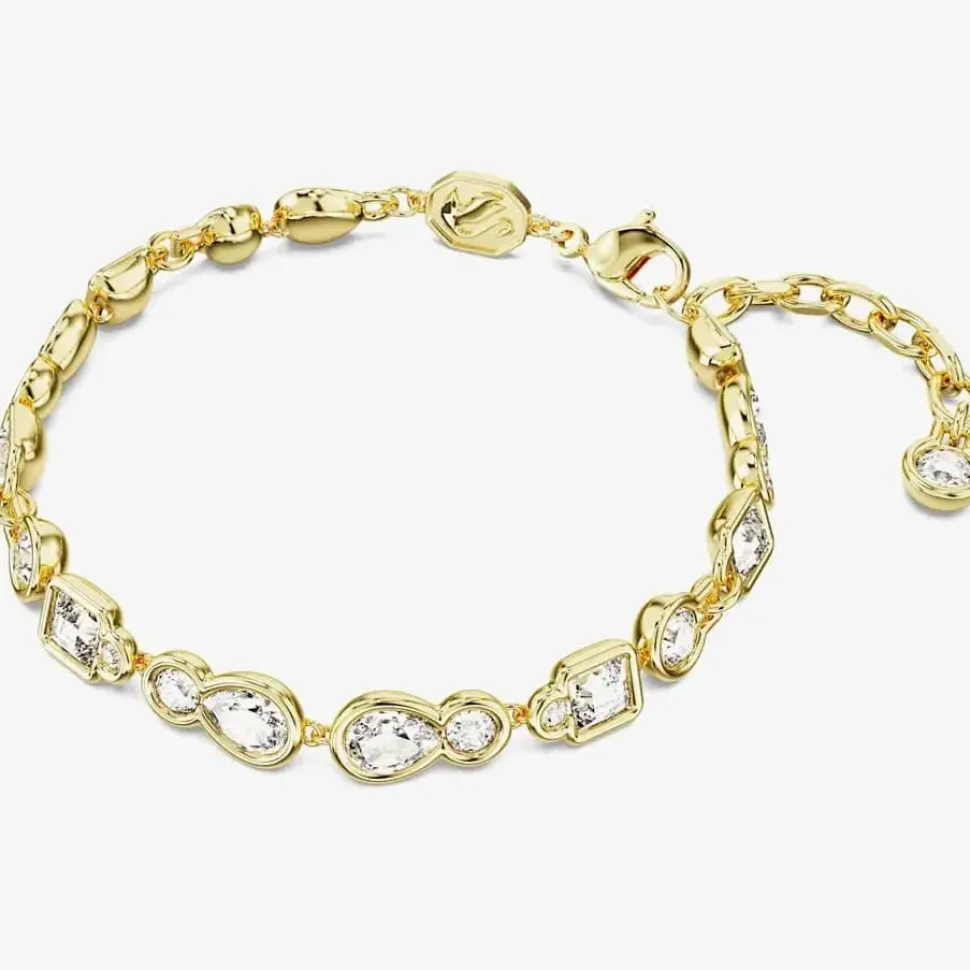 Dextera White Mixed Cuts Gold Tone Plated Bracelet 5667044 (M)