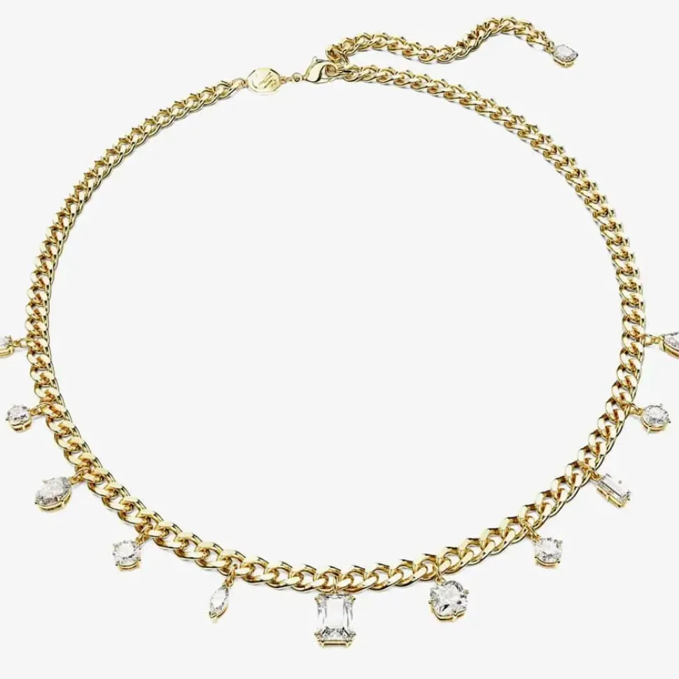 Dextera White Mixed Cuts Gold Tone Plated Necklace 5663338
