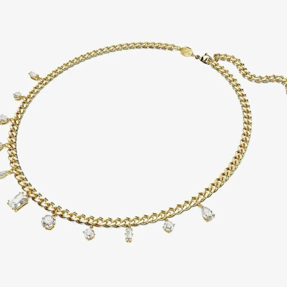 Dextera White Mixed Cuts Gold Tone Plated Necklace 5663338