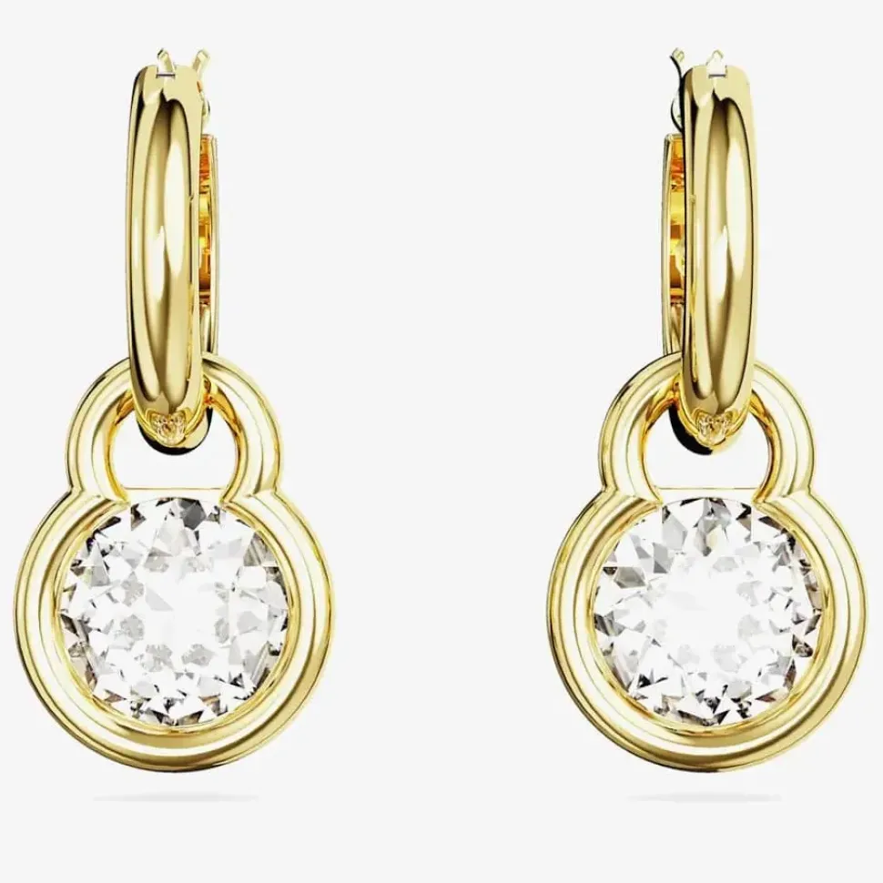 Dextera White Round Cut Gold Plated Earrings 5666023