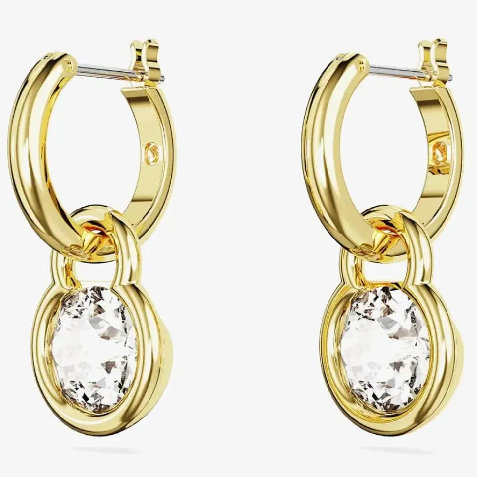Dextera White Round Cut Gold Plated Earrings 5666023