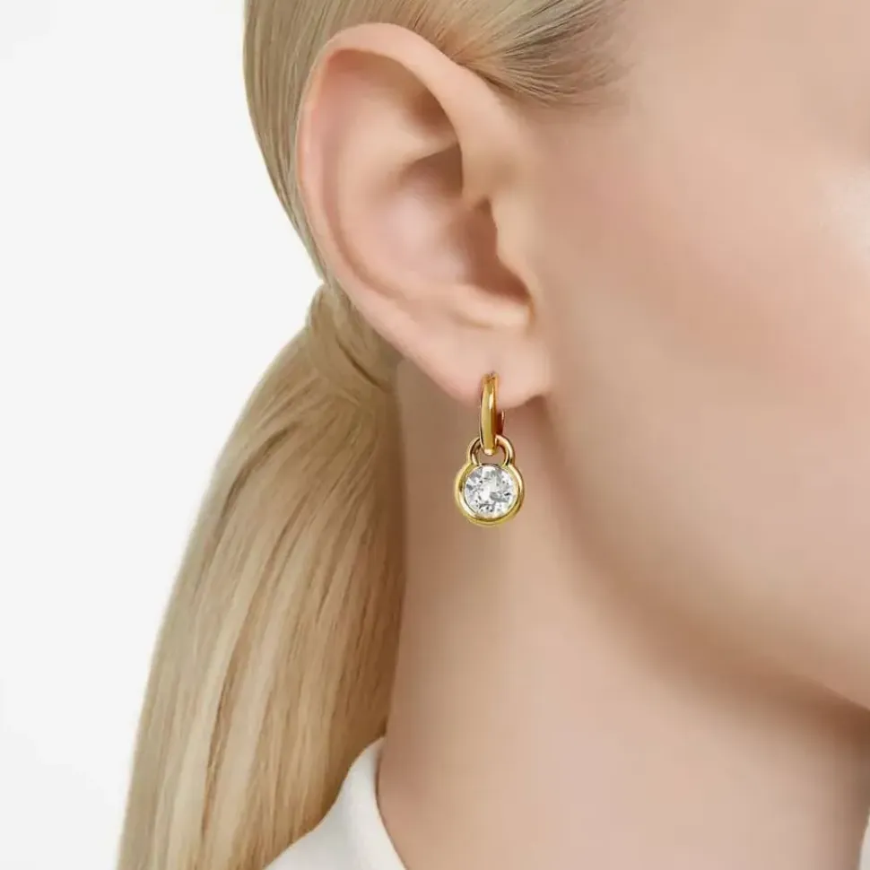 Dextera White Round Cut Gold Plated Earrings 5666023