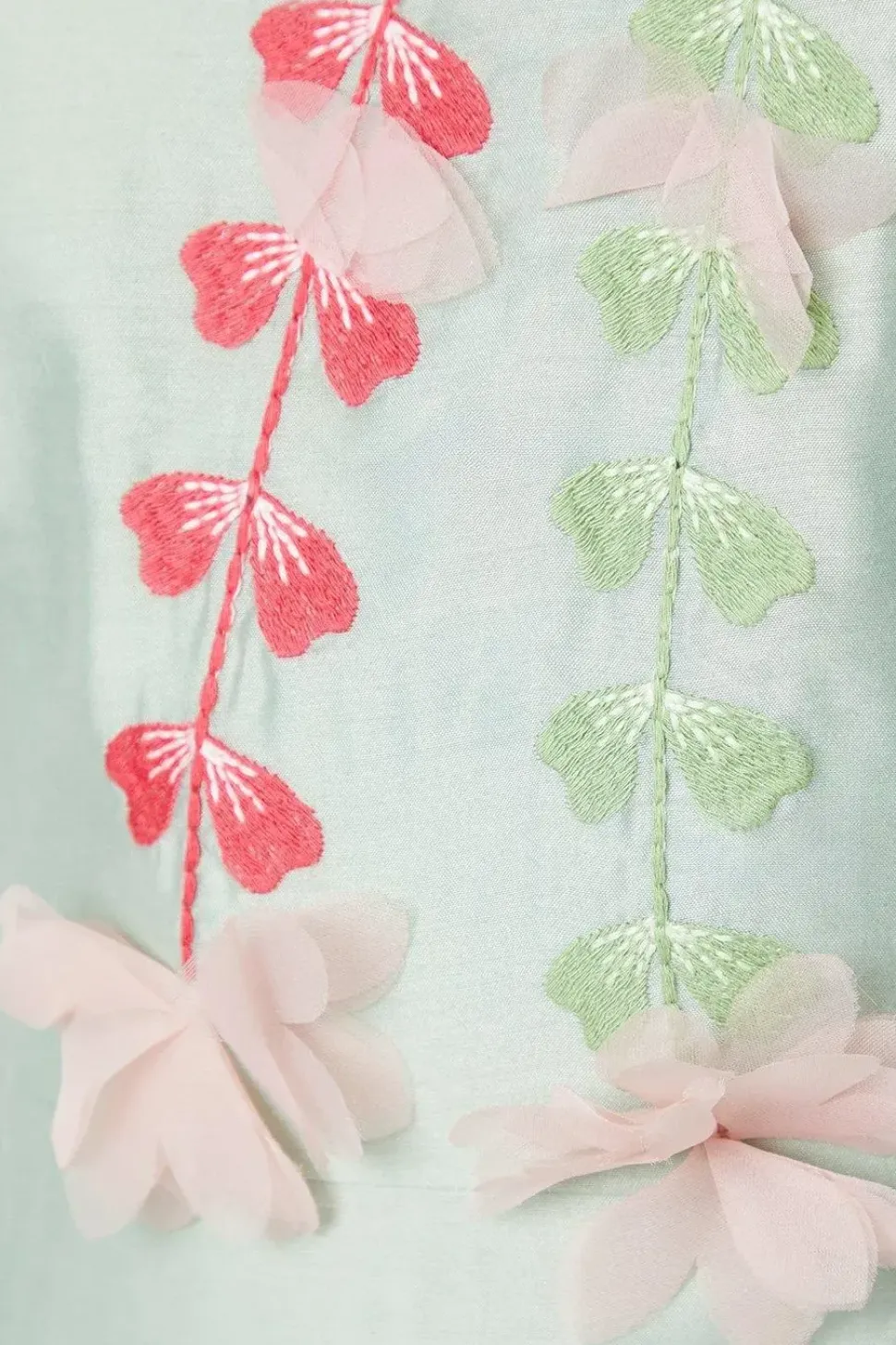 3d Floral Embroidered Puff Sleeve Midi Dress