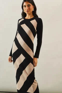 Diagonal Stripe Midi Dress