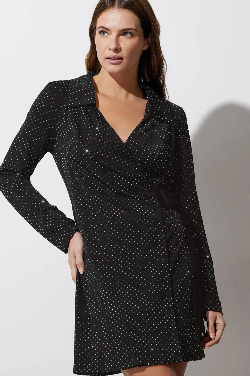 Diamante Belted Wrap Dress
