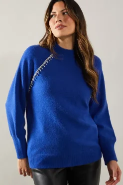 Diamante Detail High Neck Jumper