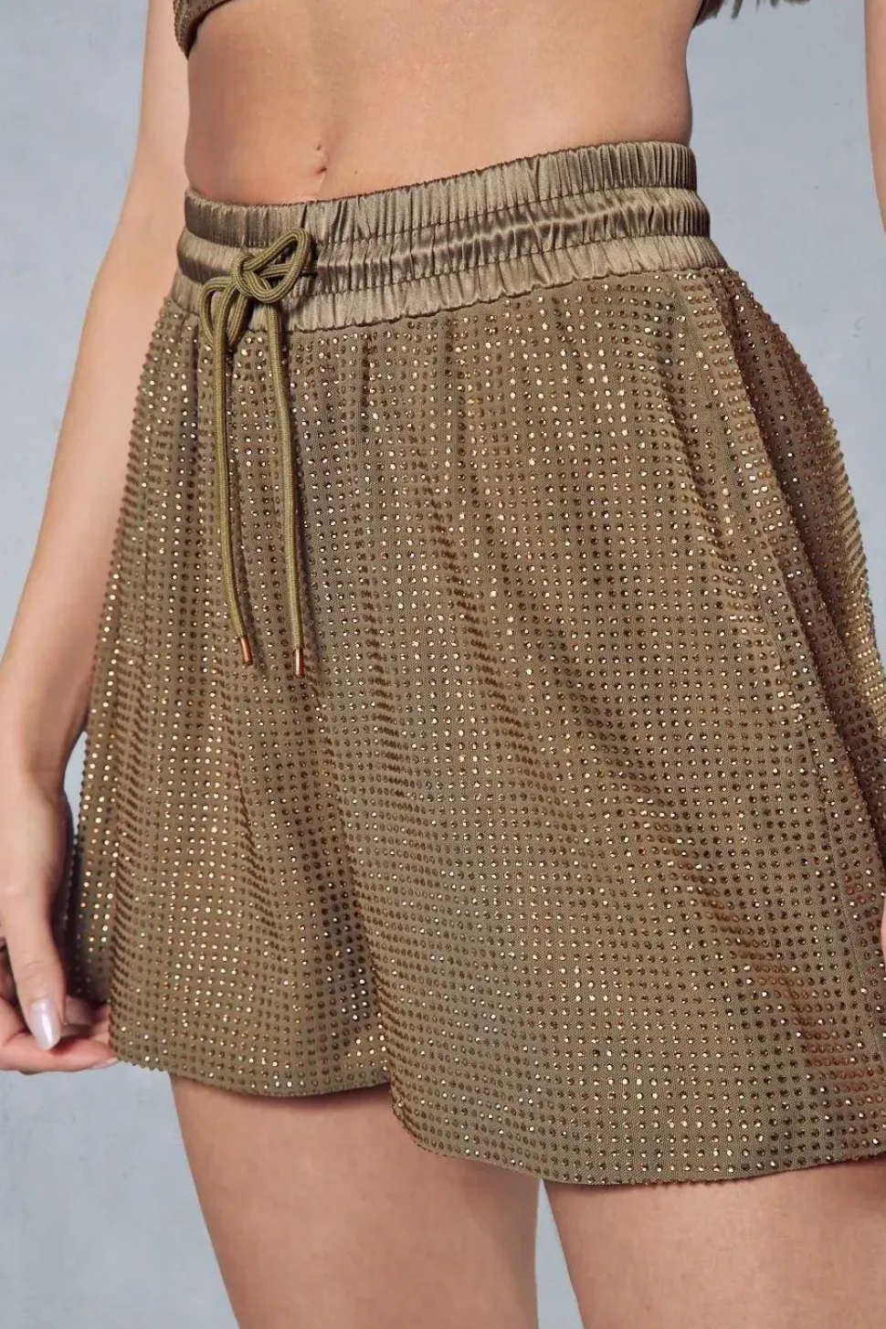 Diamante Drawstring Floaty Short