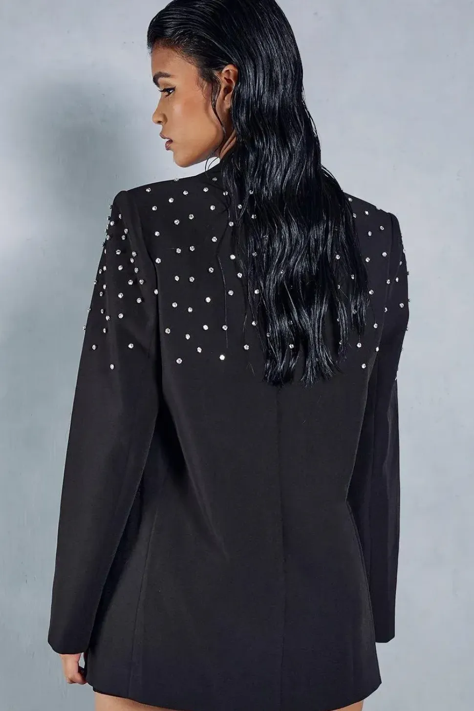 Diamante Embellished Oversized Blazer