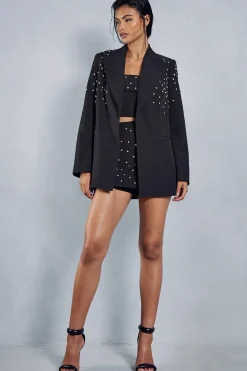 Diamante Embellished Oversized Blazer