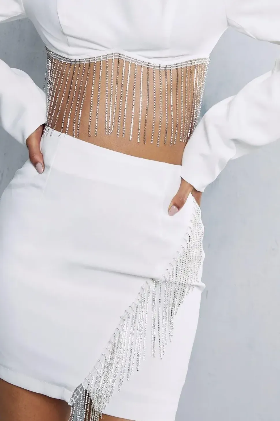 Diamante Fringed Mini Skirt