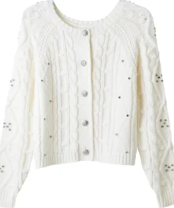 Diamanté Embellished Cable Knit Cardigan