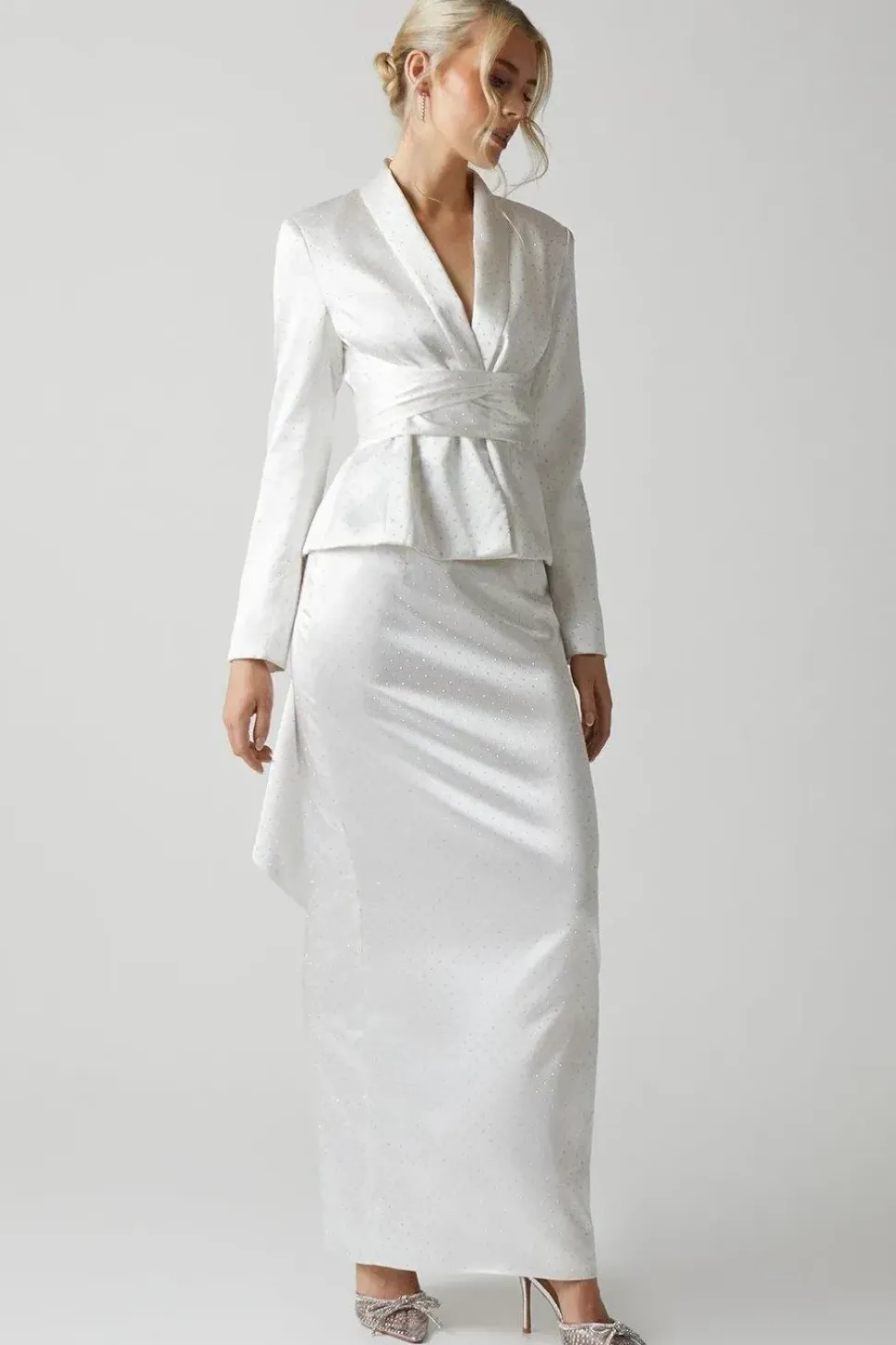 Diamante Satin Column Bridal Skirt