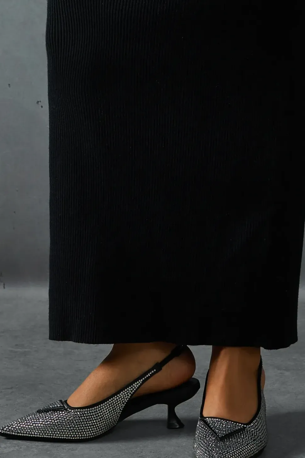 Diamante Sling Back Pointed Heels