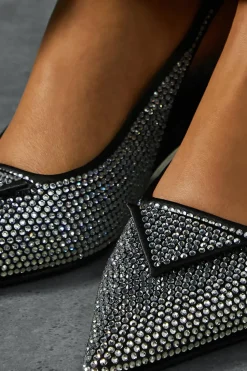 Diamante Sling Back Pointed Heels