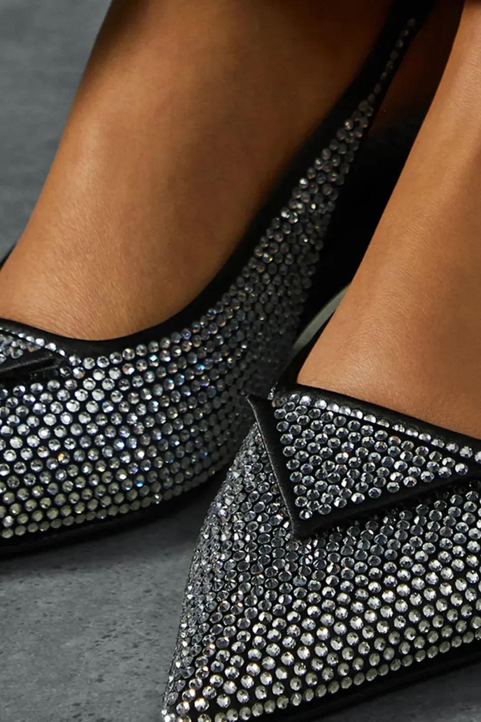 Diamante Sling Back Pointed Heels