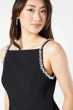 Diamante Trim Stretch Cami Jumpsuit