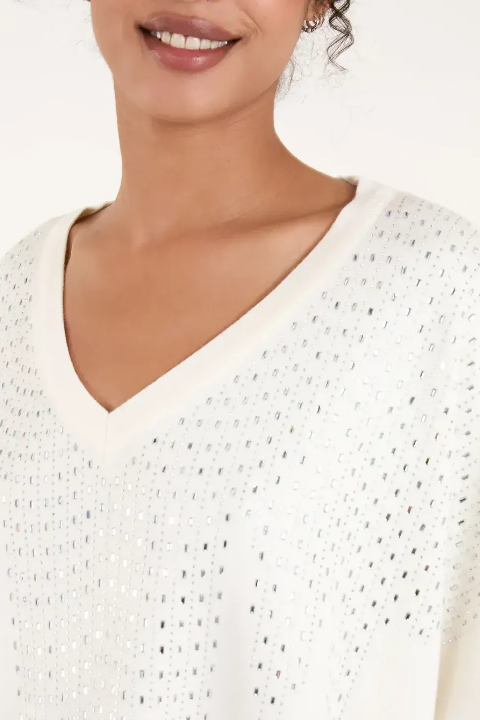Diamante V Neck Jumper