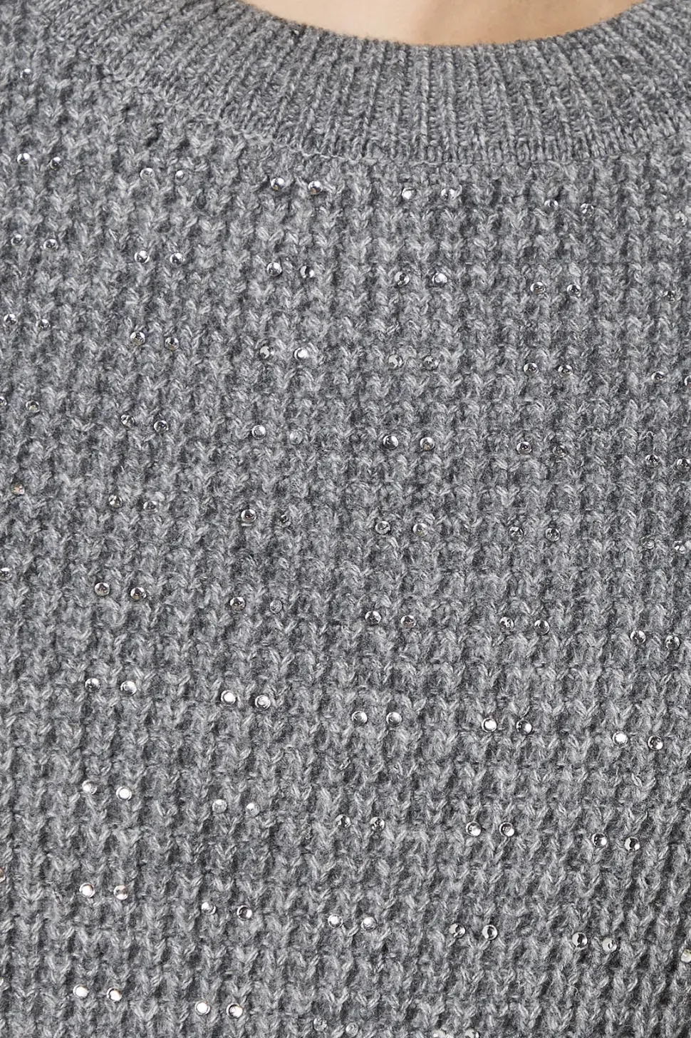 Diamante Waffle Knitted Crew Neck Jumper