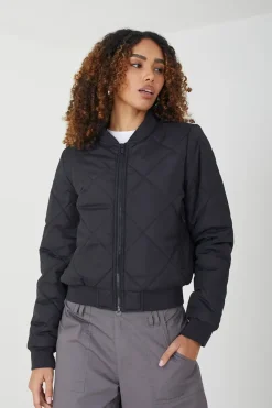 Diamond Quilted Bomber Jacket