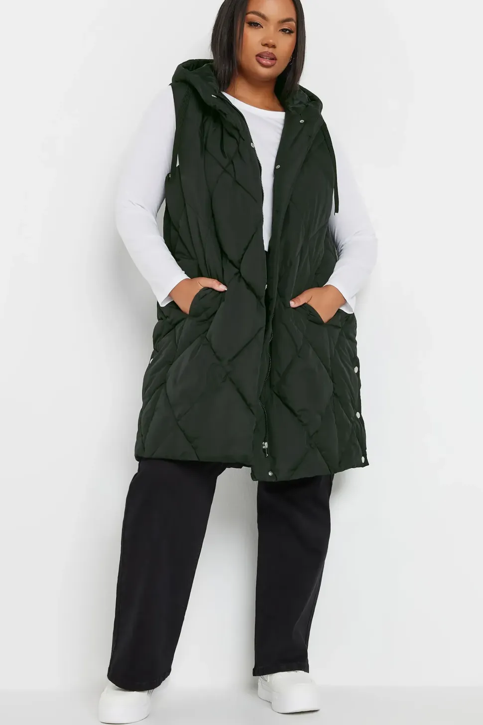 Diamond Quilted Midi Gilet