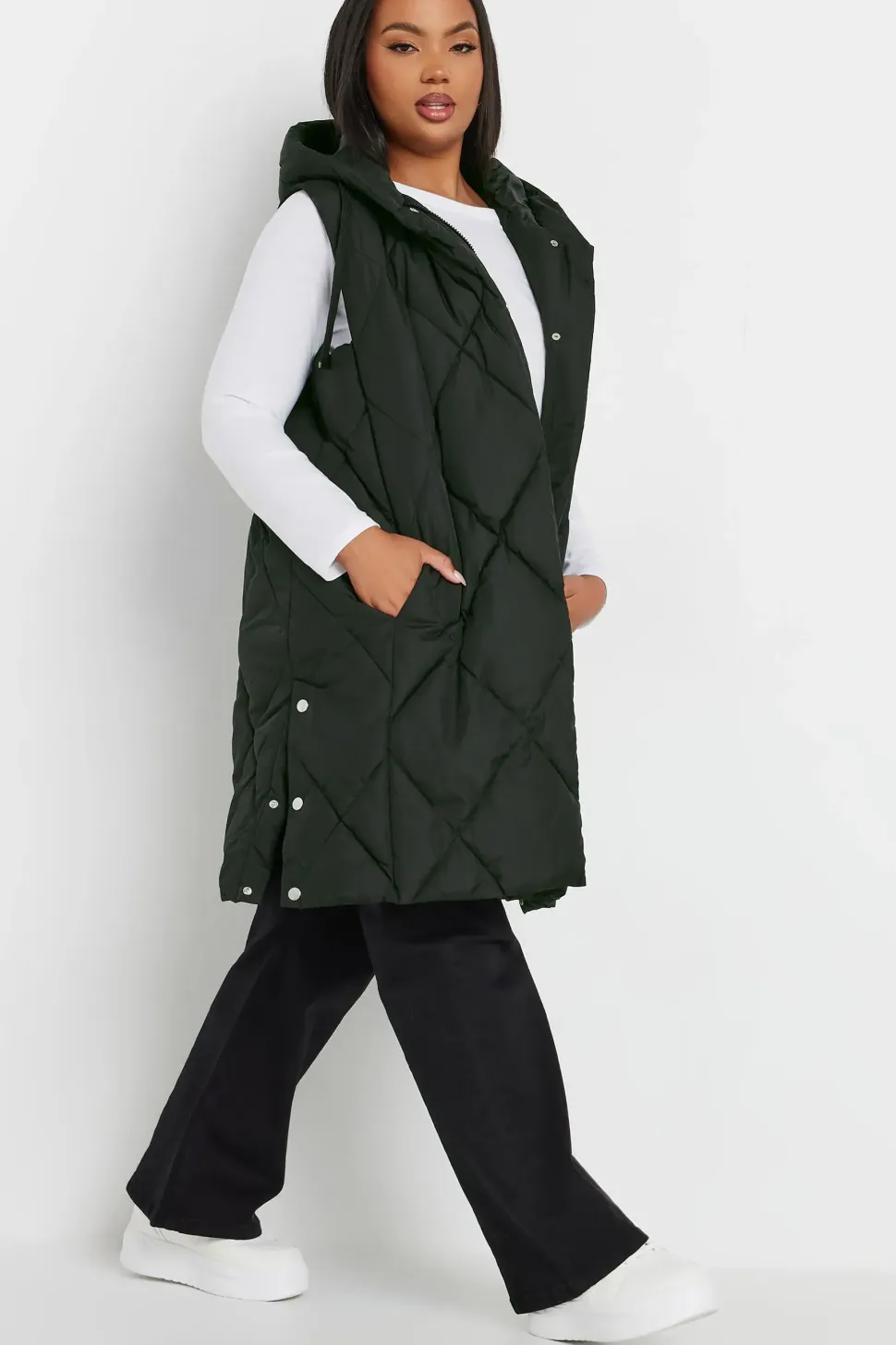 Diamond Quilted Midi Gilet