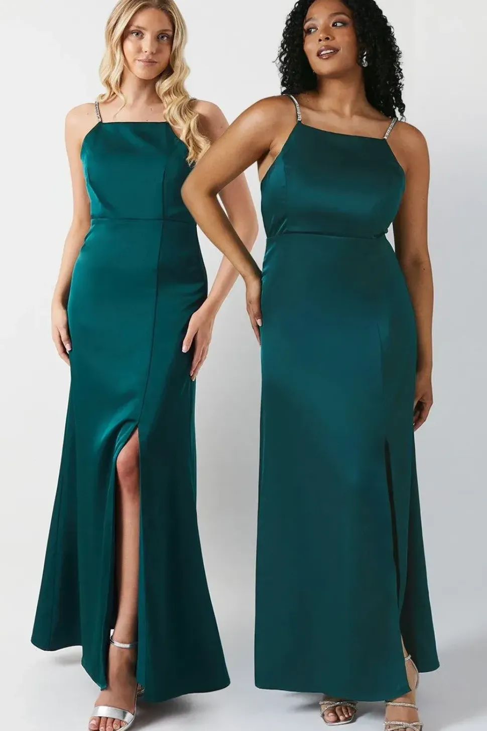 Diamonte Apron Neckline Bridesmaid Maxi Dress