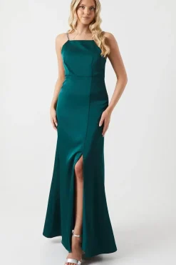Diamonte Apron Neckline Bridesmaid Maxi Dress