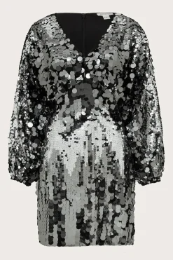Dina Dolman Sequin Mini Dress Silver