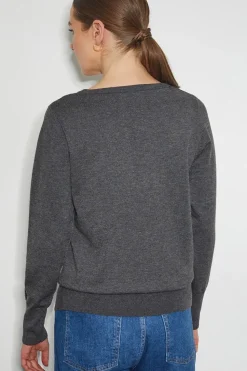 Di Sequin Bow Crew Neck Jumper Grey