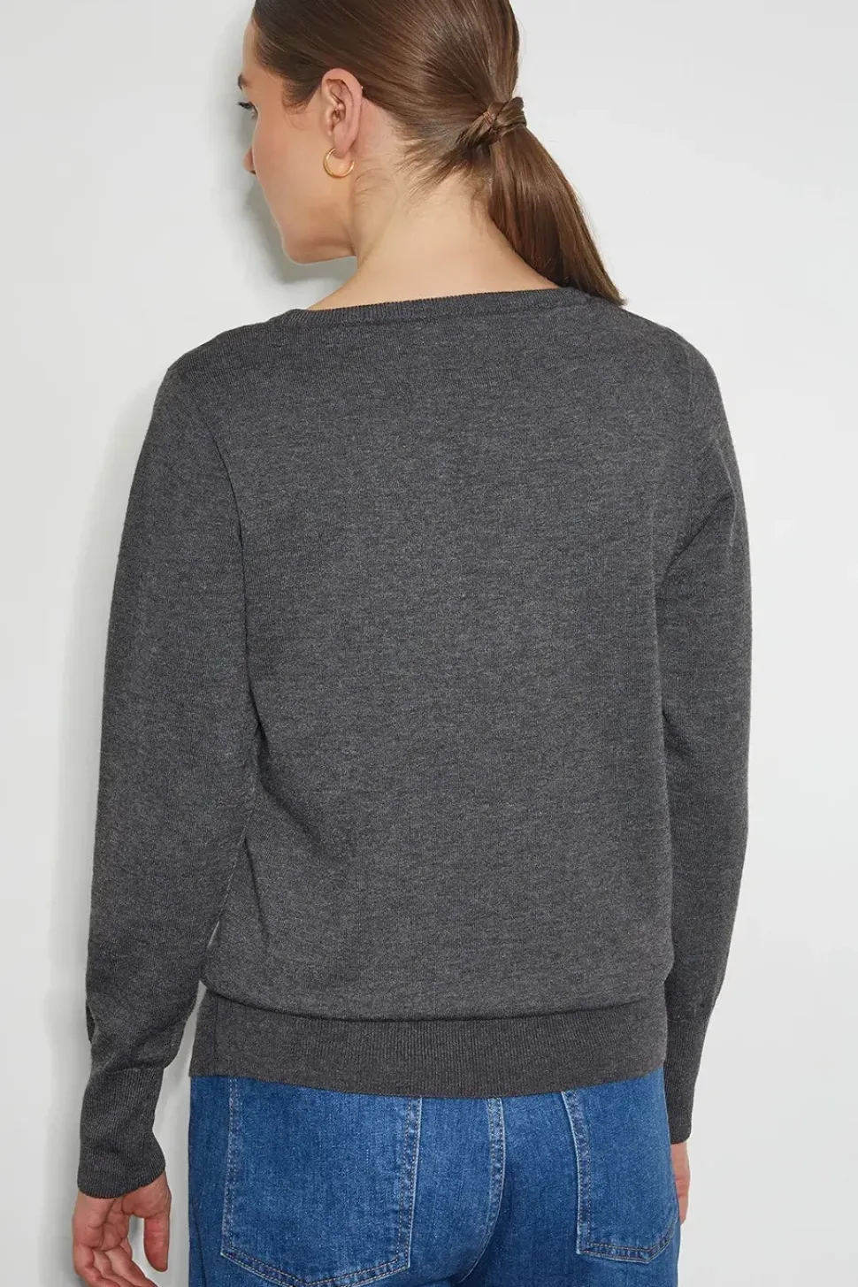 Di Sequin Bow Crew Neck Jumper Grey