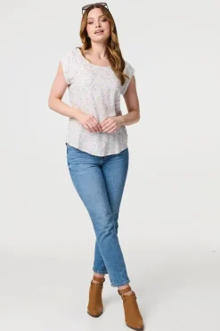 Ditsy Floral Cap Sleeve Shell Top