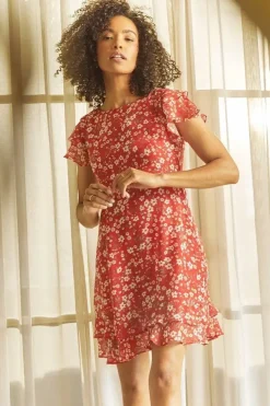 Ditsy Floral Frilled Sleeve Dress