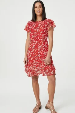 Ditsy Floral Frilled Sleeve Dress