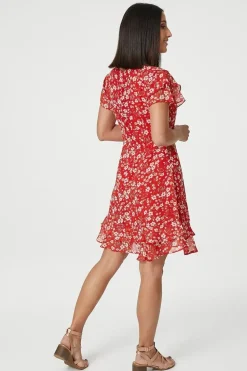 Ditsy Floral Frilled Sleeve Dress
