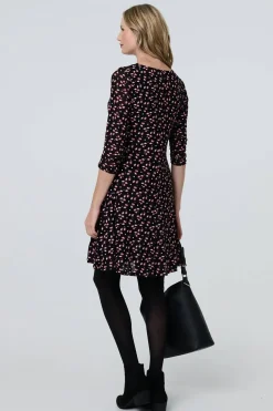 Ditsy Floral Lace 3/4 Sleeve Short Dress